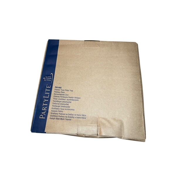 PARTYLITE candles PEWTER TONE PILLAR TRAY Large CANDLE Holder New P91405 - Picture 4 of 4